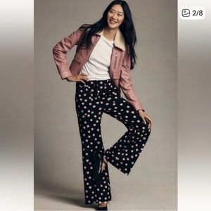 ISO — Anthropologie Naomi Polka Dot Wide-Leg Pants - Black with Pink Dots